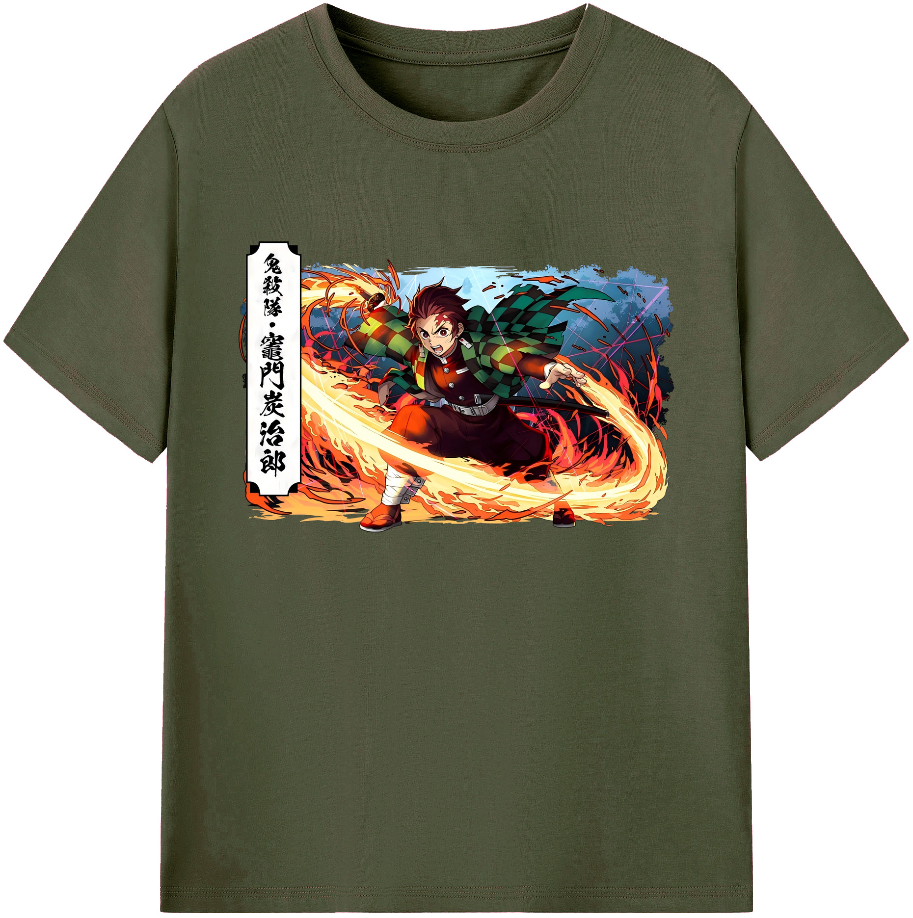 （画像用） 鬼滅の刃 竈門 炭治郎／かまど たんじろう Kamado Tanjirou 綿100％ メンズ半袖Tシャツ｜肌触りやわらか＆通気性